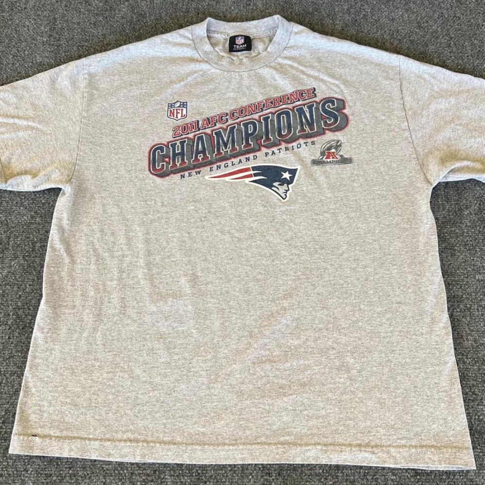 New England Patriots Mens L T Shirt 2011 AFC Champions Gray NFL Team